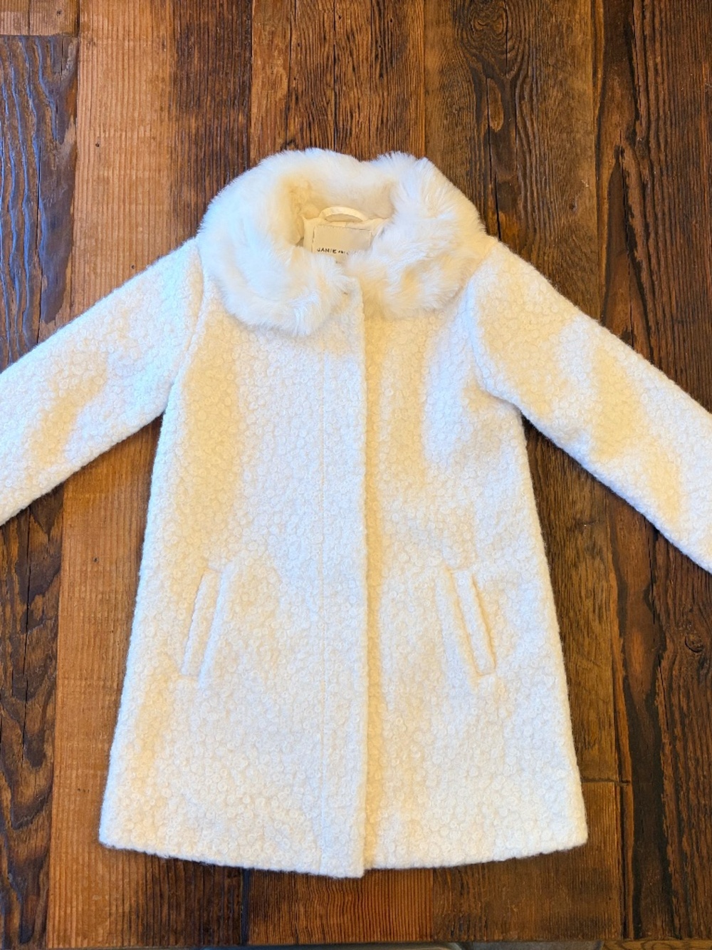 NWT Janie & Jack - Cream Peacoat w/ Faux-Fur Collar (5-6T)